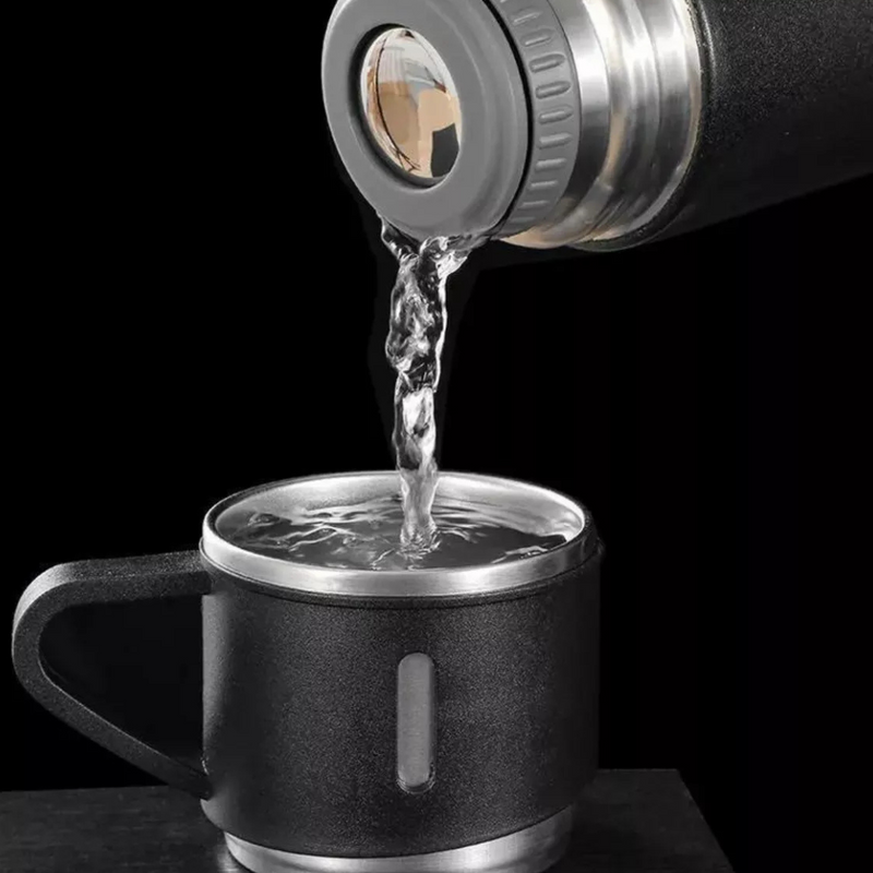 Garrafa Térmica + 3 Xícaras Aço Inoxidável
