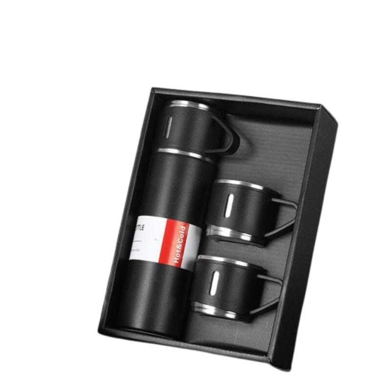 Garrafa Térmica + 3 Xícaras Aço Inoxidável