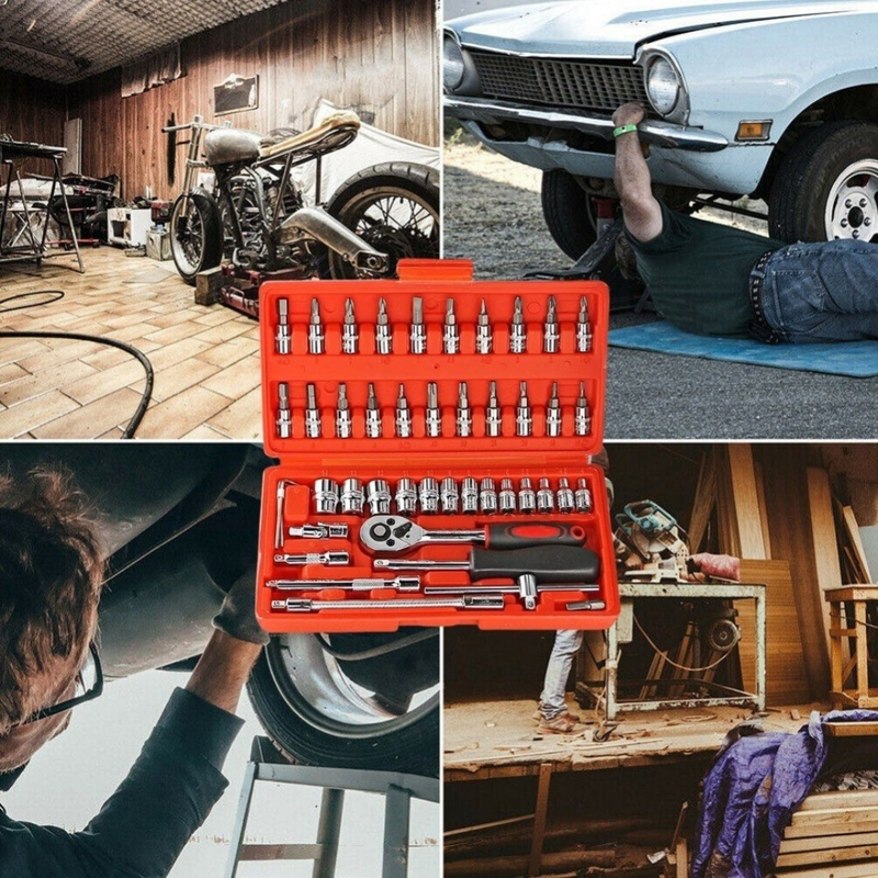 VERMELHA - Jogo de Ferramentas com 46 Peças