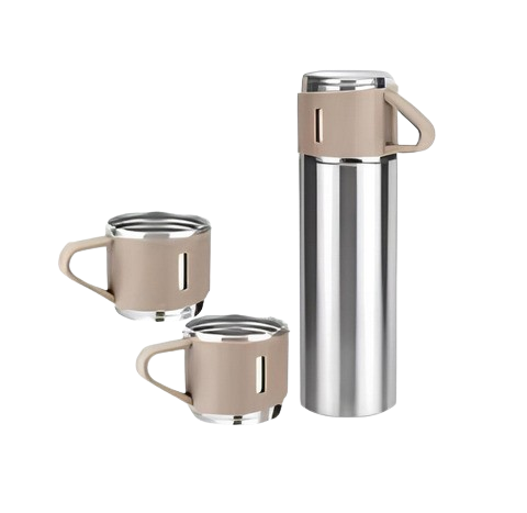 Garrafa Térmica + 3 Xícaras Aço Inoxidável