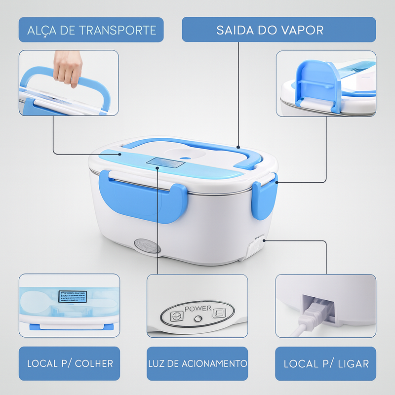 Marmita Elétrica Portátil  – Aqueça sua comida onde estiver